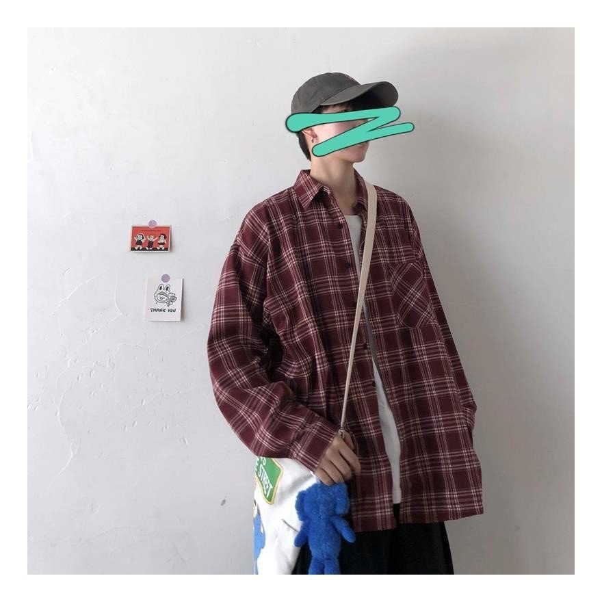 Áo Khoác Sơ Mi Nam Sọc Caro Tay Dài Phong Cách Hàn Năng Động Trẻ Trung NN-0034-tuideocheonguc.com