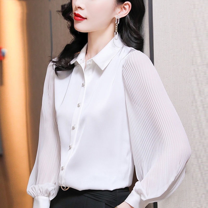 Áo Sơ Mi chiffon Đen Tay Dài Thời Trang Cho Nữ