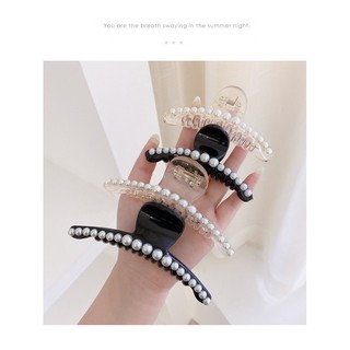 Kẹp tóc càng cua bằng acrylic đính ngọc trai giả thời trang cho nữ LOẠI DÀI