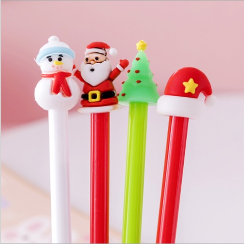Bút bi cao cấp cute dễ thương mực nước đen có nắp viết đẹp hình Noel đáng yêu cho bé