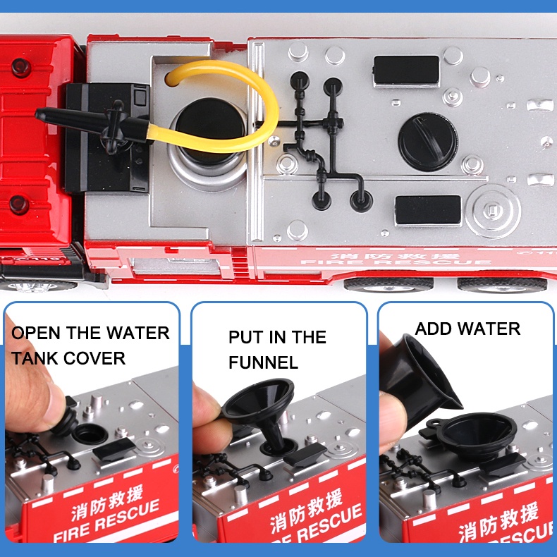 Mô Hình Xe Cứu Hỏa 1:50 Bằng Hợp Kim Có Đèn Và Âm Thanh