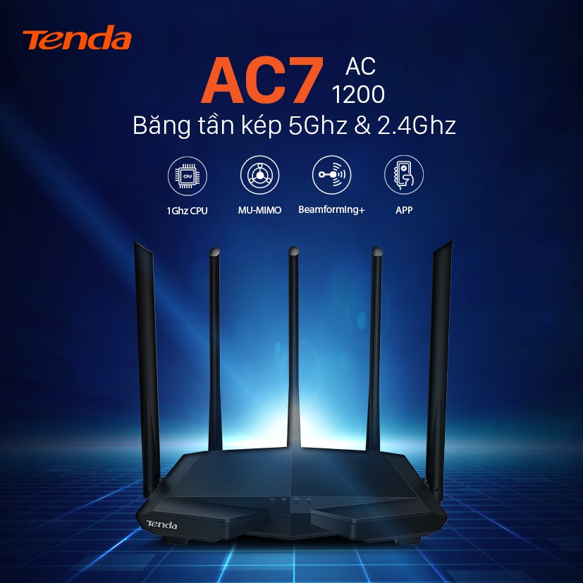 Tenda Thiết bị phát Wifi AC7 Chuẩn AC 1200Mbps - Hãng phân phối chính thức | BigBuy360 - bigbuy360.vn