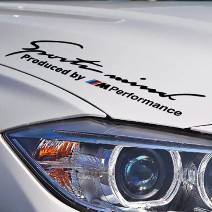 Decal tem chữ Sport mind produced by Performance dán capo thân xe ô tô