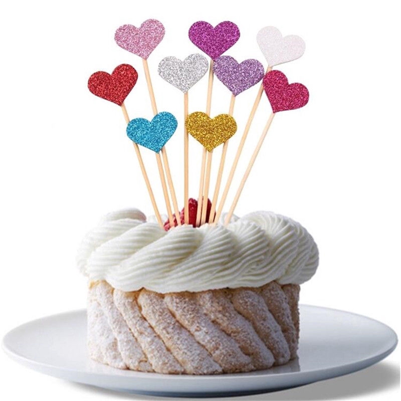 10 Chiếc Trái Tim Sinh Nhật Cupcake Trang Trí Đồ Đảng Bánh Trang Trí Cho Bé Cưới