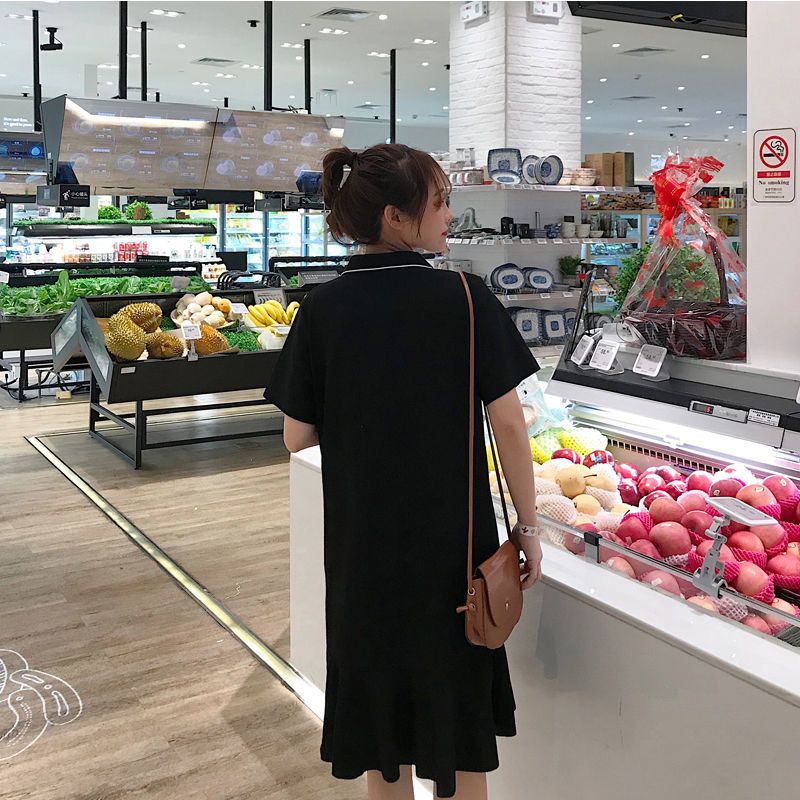 [Linin] Đầm Thun Đuôi Cá Size Lớn Phong Cách Phương Tây Thời Trang Mùa Hè Cho Phụ Nữ Mang Thai