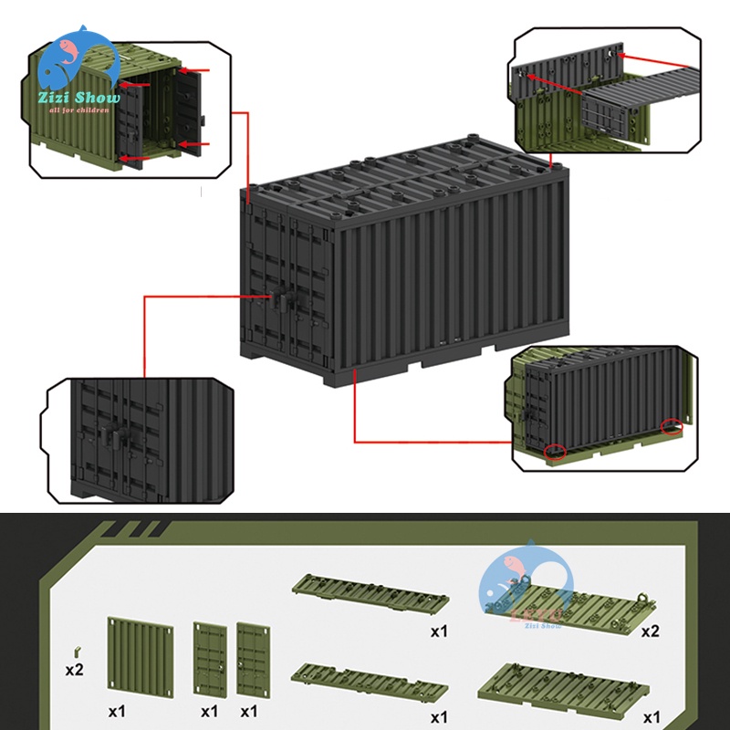Leyu moc Khối Lắp Ráp Mô Hình Cảnh Sát container Mini