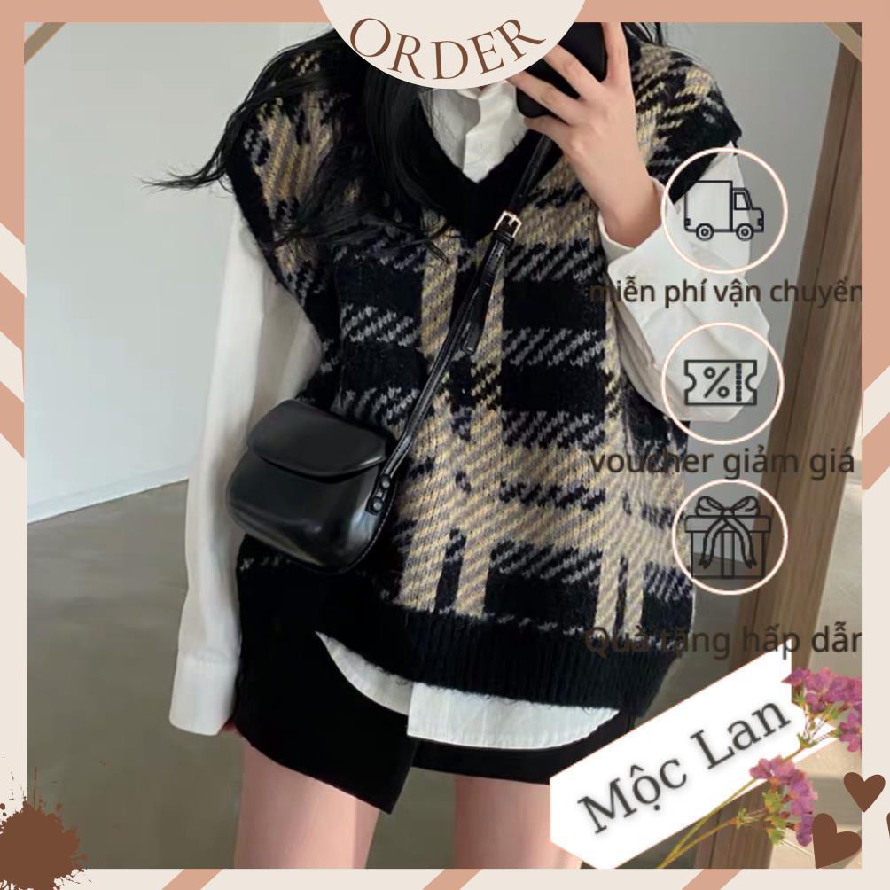 (MộcLan ORDER) Áo len gile họa tiết phong cách Hàn Quốc thu đông | BigBuy360 - bigbuy360.vn