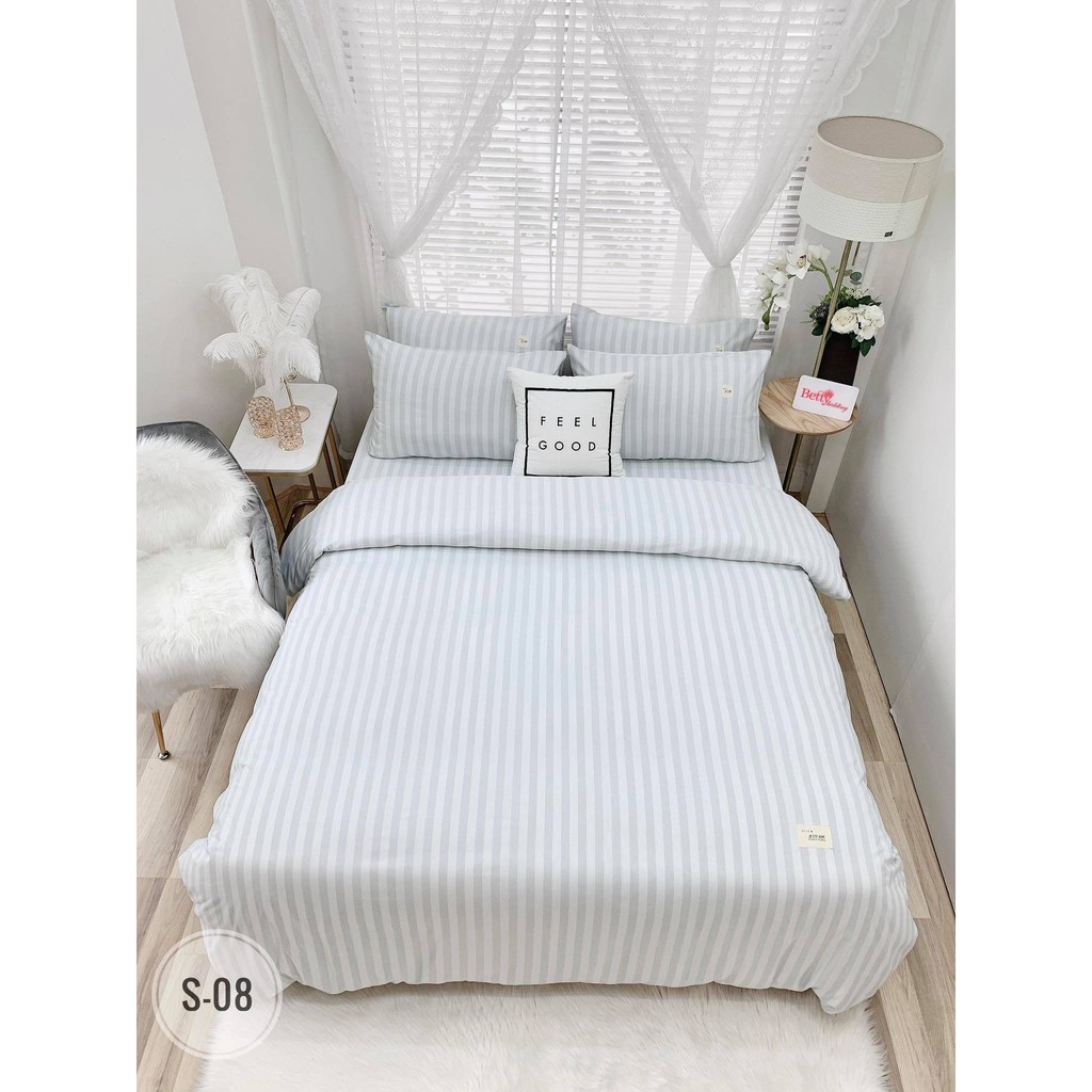 Bộ Chăn Ga Gối sọc Pastel