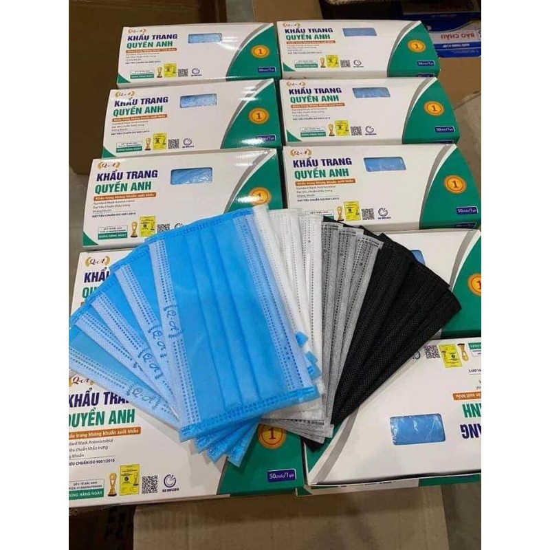 (Giá sốc) Hộp khẩu trang y tế Quyền Anh 4 lớp đủ màu 50 cái