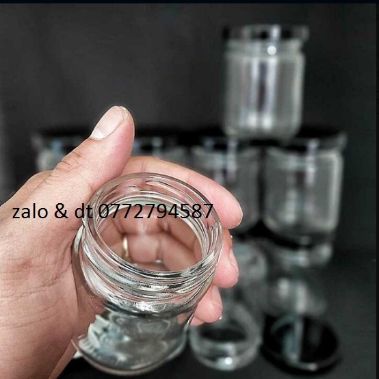 Hũ Làm Sữa Chua Thủy Tinh 100ml  mẫu Trụ Tròn - nắp thiếc đen - Hũ chưng yến, lọ đựng gia vị, tổ yen