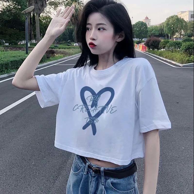 Áo Thun Ngắn Tay Dáng Rộng Lưng Cao Thời Trang Mùa Hè Mỹ Cho Nữ áo phông nữ JL-TX-15