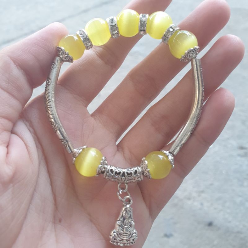 Vòng tay đá mắt mèo charm phụ kiện nhiều màu