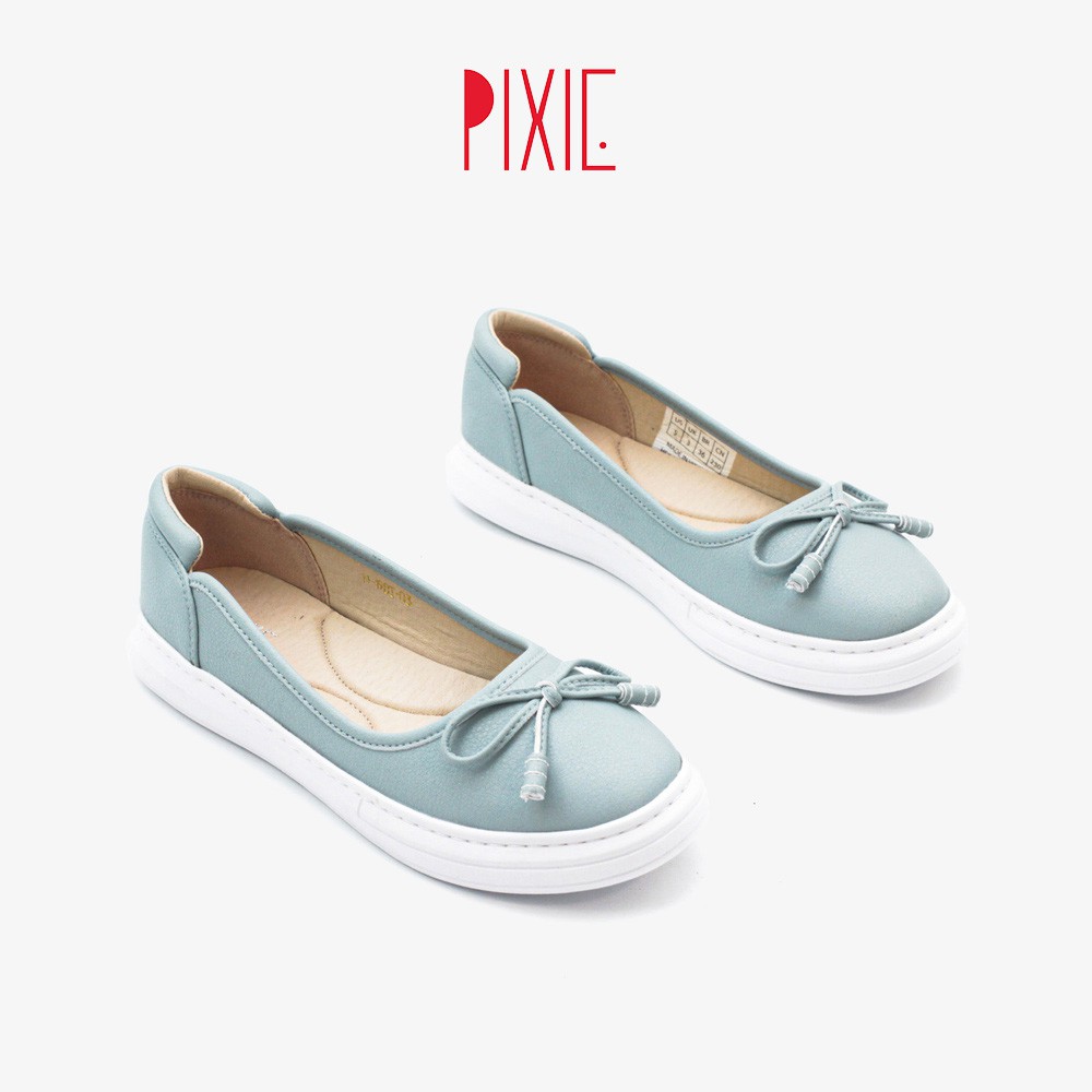 Giày Búp Bê Đế Slipon Trắng Siêu Nhẹ Nơ Nhỏ Pixie X385