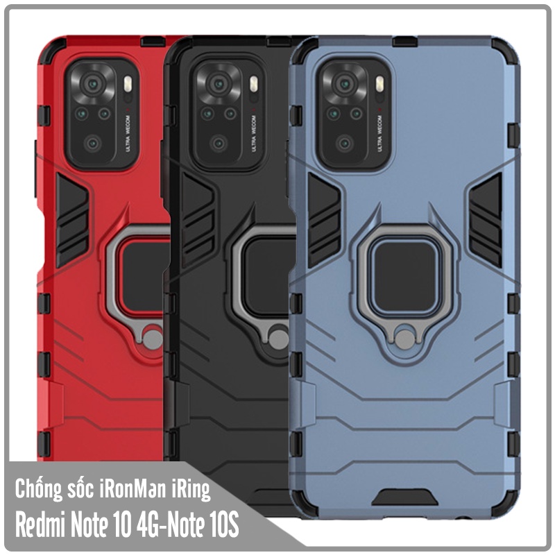 Ốp lưng cho Xiaomi Redmi Note 10S - Note 10 4G iRON MAN IRING Nhựa PC cứng viền dẻo chống sốc