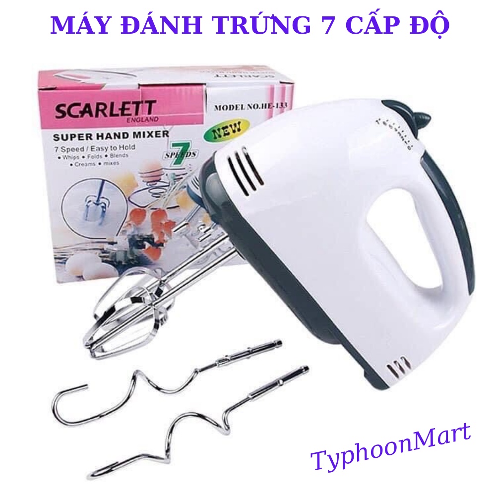 Máy đánh trứng, máy đánh trứng cầm tay mini SCARLETT - 07 Tốc Độ 180W, Dụng cụ làm bánh, máy trộn bột MDT07 - VenuShop