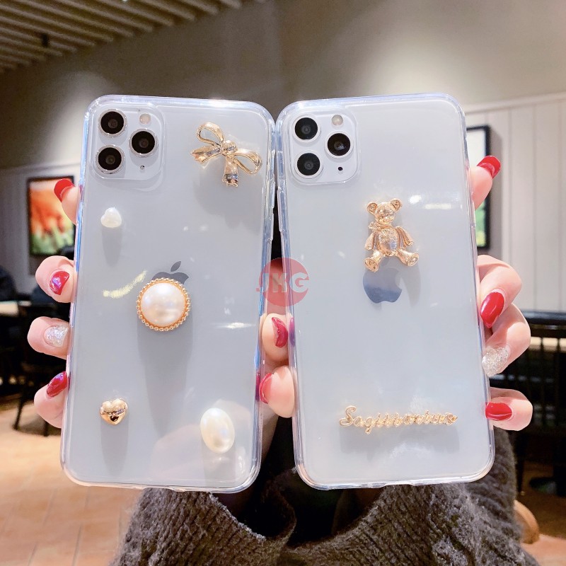 Ốp Điện Thoại Hình Gấu 3D Đính Ngọc Trai Cho OPPO A31 A31T A33 Neo 5 7 A35 F1 A37 A51 A53 A39