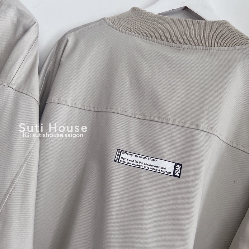 Áo Jacket Bomber NOAH Kaki Nhung Lì Đen Khói Form Rộng Unisex - Suti House