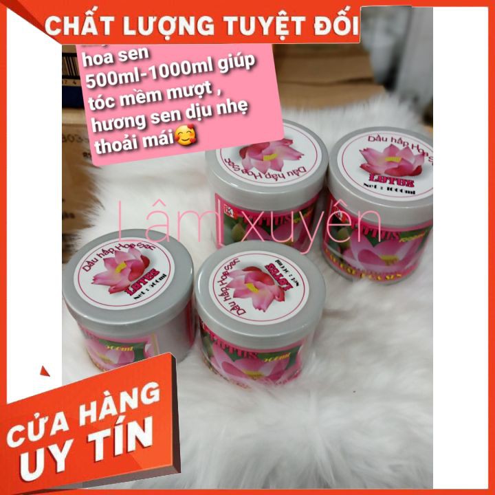 [Tận Gốc] Hấp dầu kem xả ủ tóc hoa sen LK 500ml 1000ml  (hũ xám tem hồng)  FREESHIP phục hồi giữ màu siêu thơm óng ả.