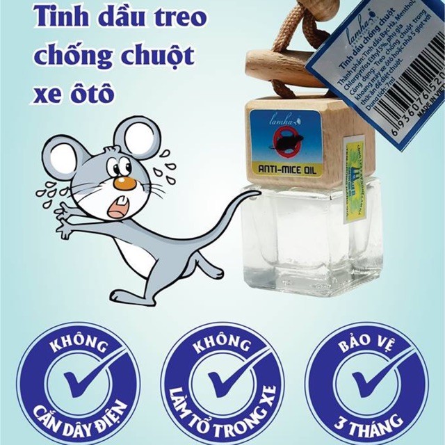 Tinh dầu chống chuột treo xe ô tô Lam Hà hương bạc hà 7ml Tinh Dầu 100 Shop