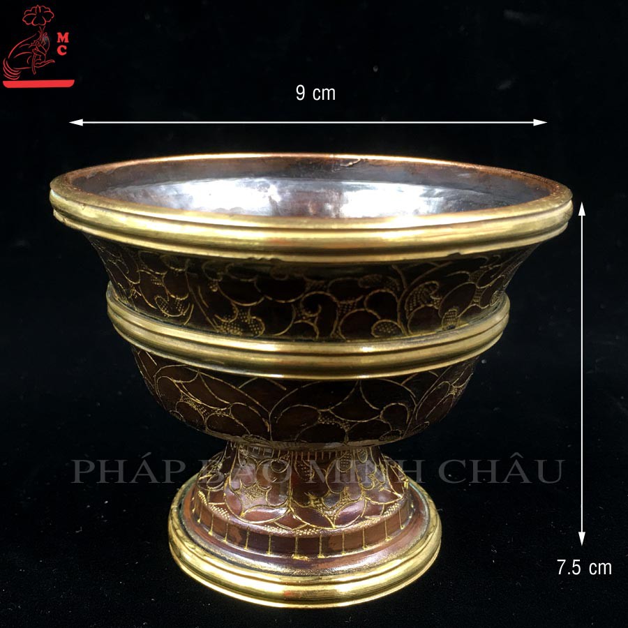 CHÉN CÚNG CÓ CHÂN ĐỒNG NEPAL 3.5&quot; - GIỮA VIỀN VÀNG