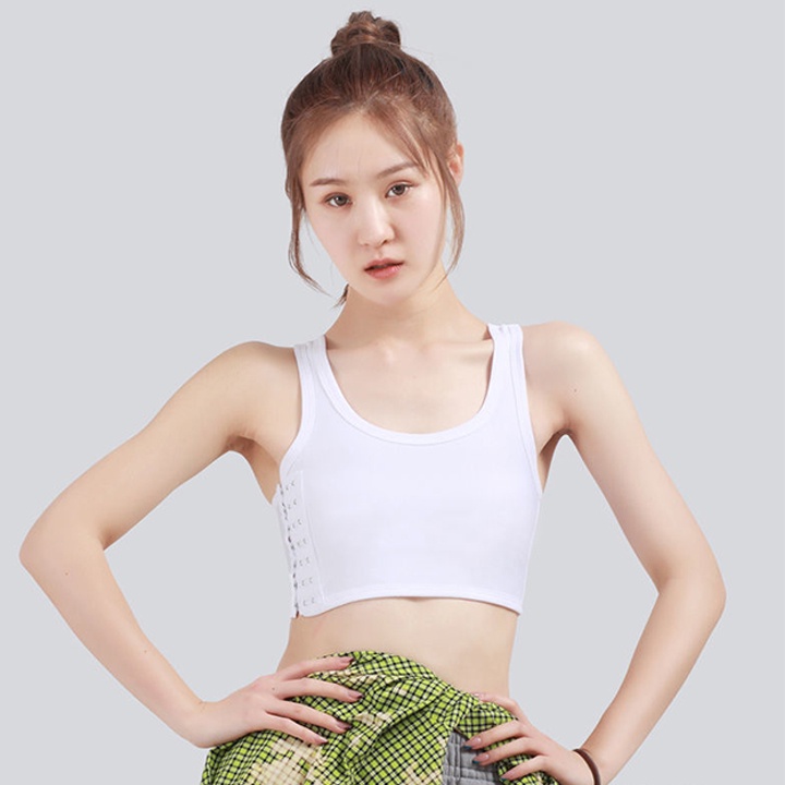 Áo nịt ngực tomboy có bản nịt phía trước ba lỗ ngắn có viền mặc thoải mái