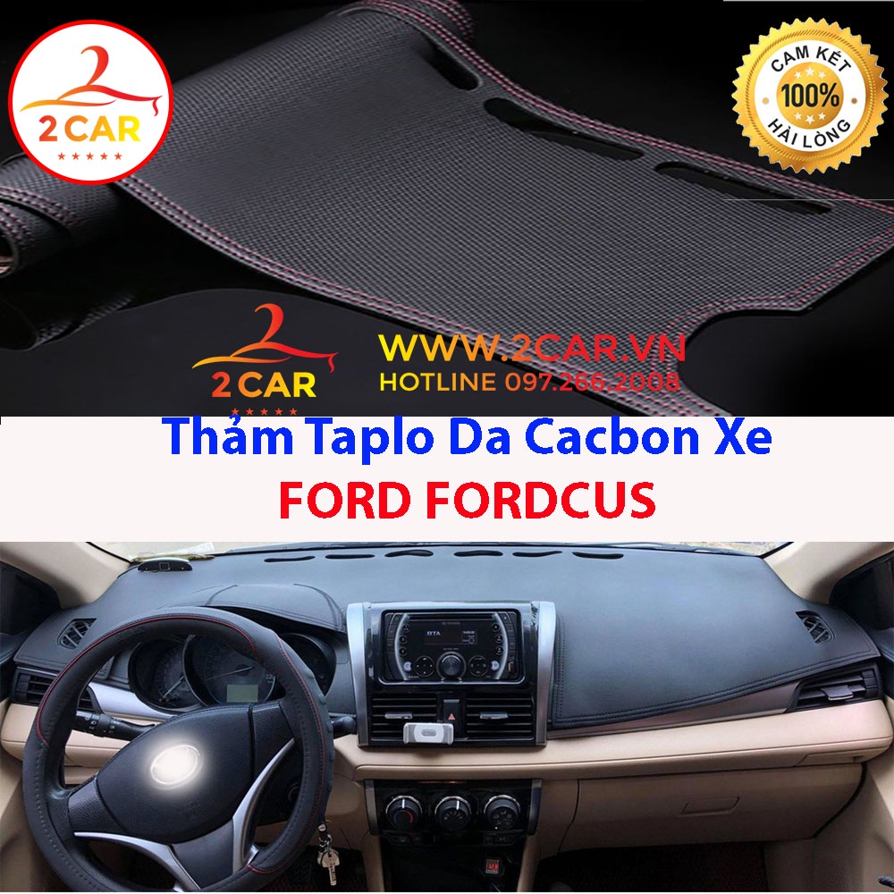 Thảm Taplo Da Cacbon xe Ford Focus 2005-2019, chống nóng tốt, chống trơn trượt, vừa khít theo xe