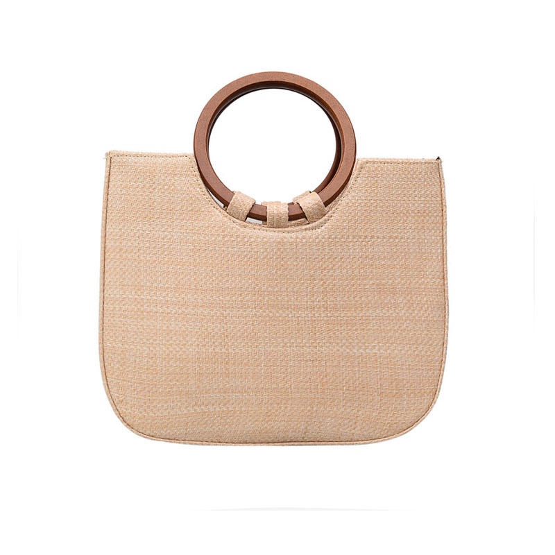 Túi xách IELGY đeo vai bằng rơm tay cầm bằng gỗ đơn giản phiên bản hàn quốc mới cho nữ