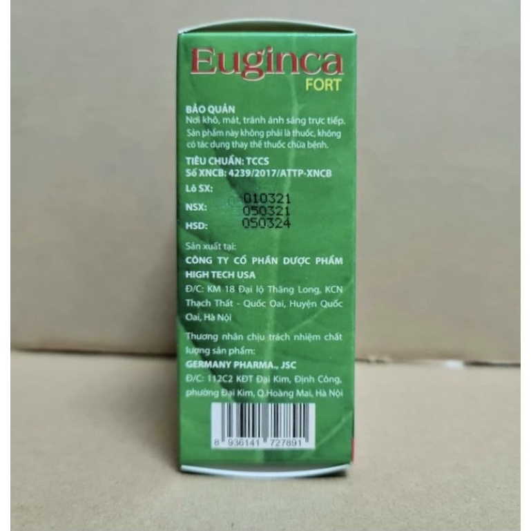 Euginca (100 viên) Giảm ho, thông thoáng mủi họng