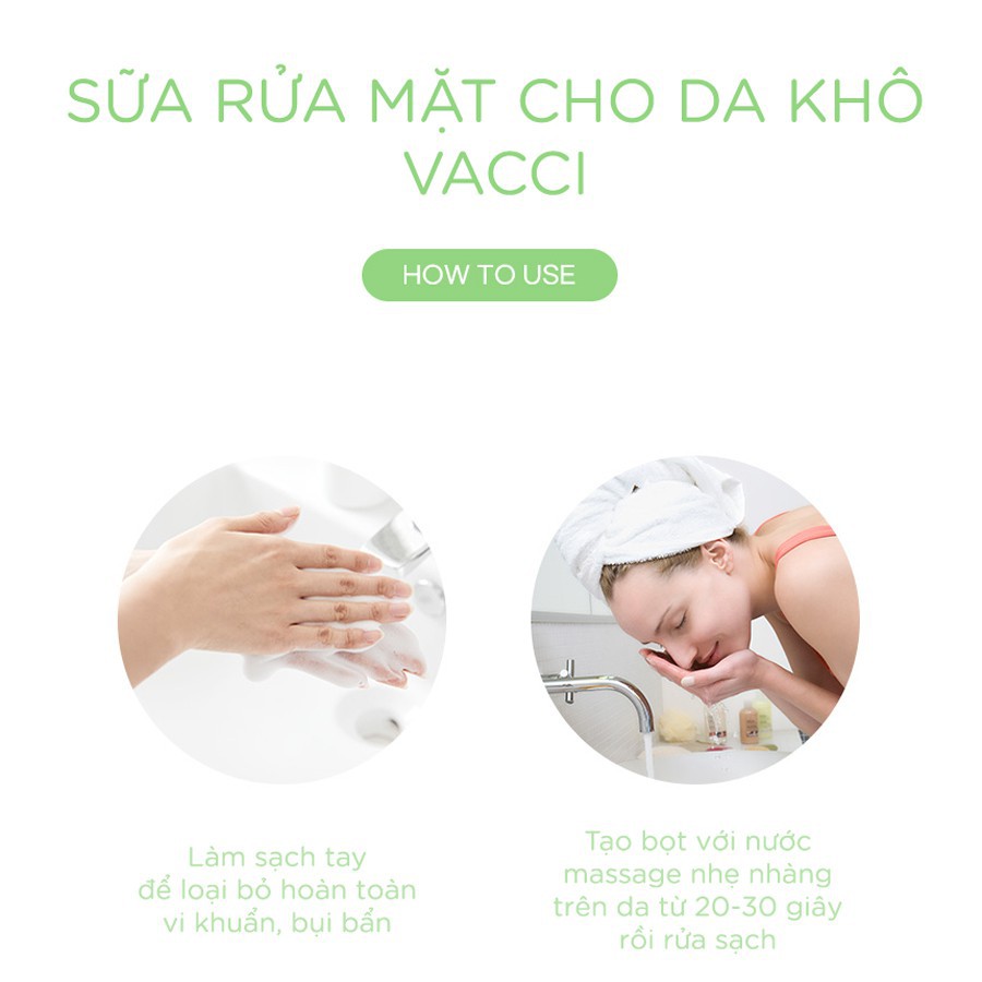 Sữa rửa mặt Dưa Leo VACCI Cho Da Khô Làm Sạch Sâu Trắng Da 100ml