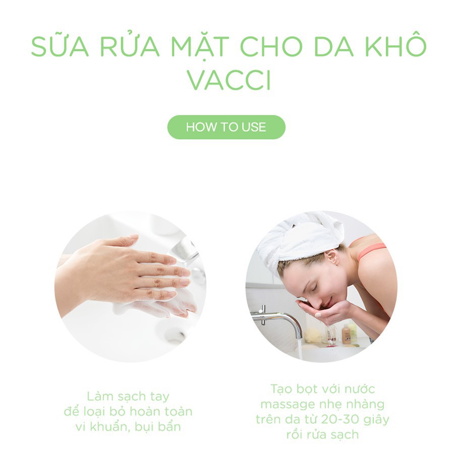 Sữa rửa mặt Dưa Leo Vacci Cho Da Khô Làm Sạch Sâu Trắng Da 100ml