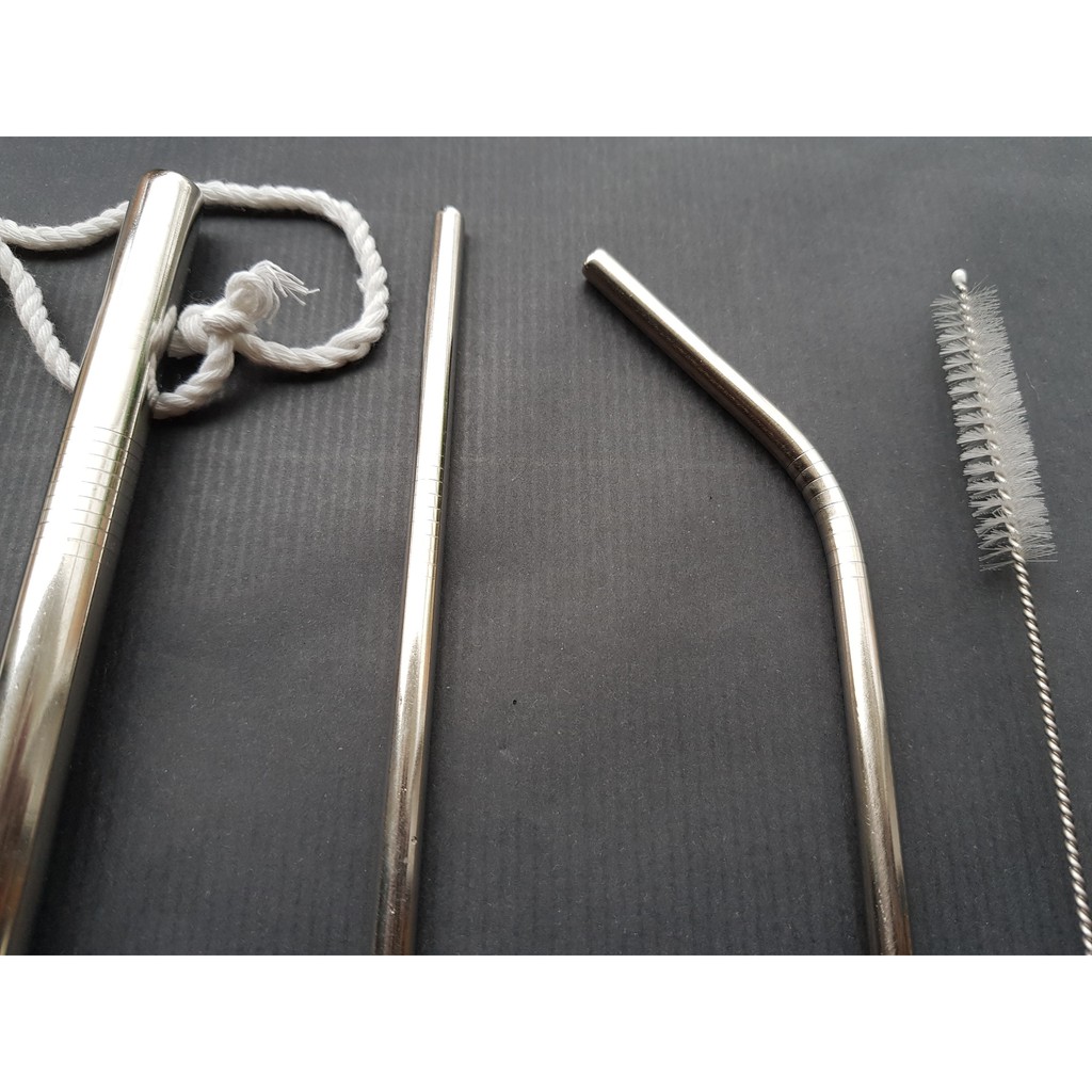 Bộ 5 món:2 Ống hút inox 304 ,1 ống hút trà sữa và 1 cọ rửa nilon và túi canvas | BigBuy360 - bigbuy360.vn