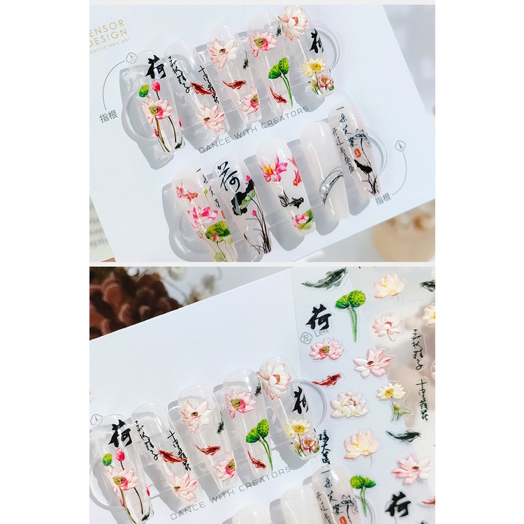 Miếng Dán Trang Trí Móng Tay Họa Tiết Hoa Sen TS-1676