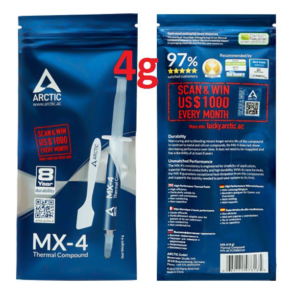 Keo Tản Nhiệt Arctic MX4 Làm Mát Cpu Xi Lanh To Xám HY510 VNET