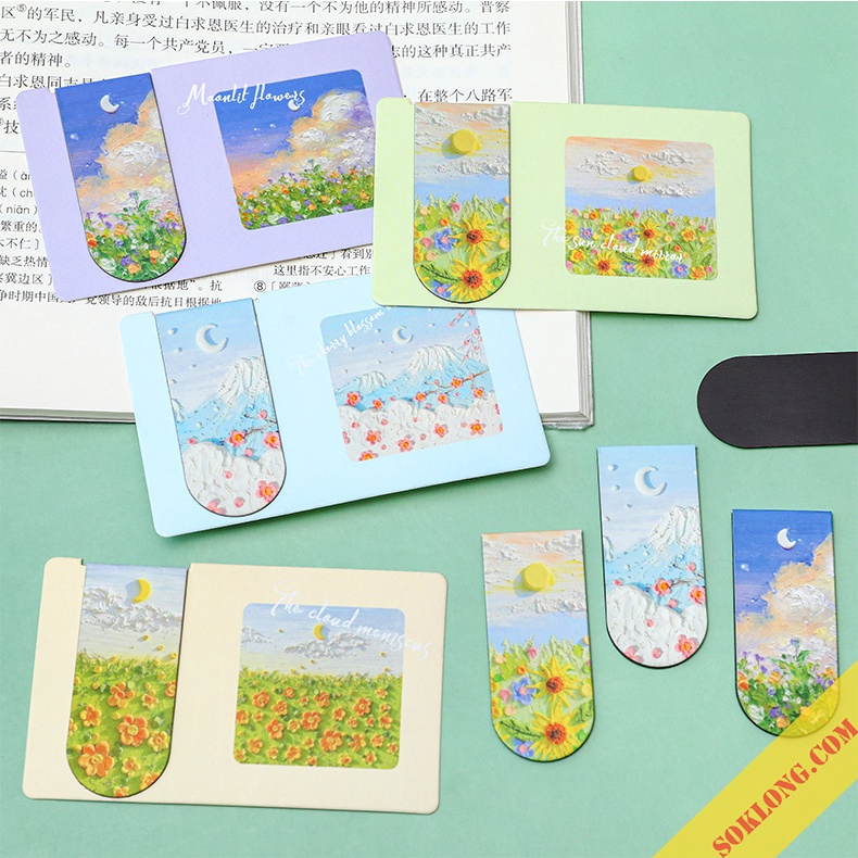 Đánh dấu sách bookmark nam châm NO21 kiểu tranh sơn dầu nghệ thuật SOKLONG, đánh dấu vở kẹp sách đẹp mắt