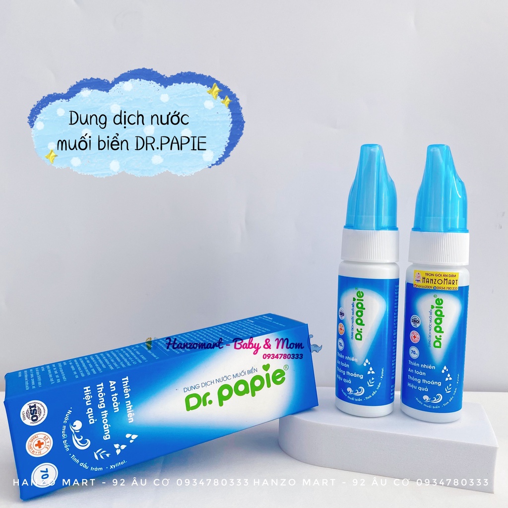 Xịt Mũi Chai-Dung dịch nước muối biển sâu Dr Papie xịt mũi cho bé