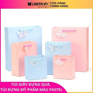 Túi Giấy Đựng Quà Sinh Nhật, Túi Giấy Đựng Mỹ Phẩm Cao Cấp Màu Pastel Nhẹ Nhàng, Tinh Tế - Size Vừa 22,5x17,5x8cm