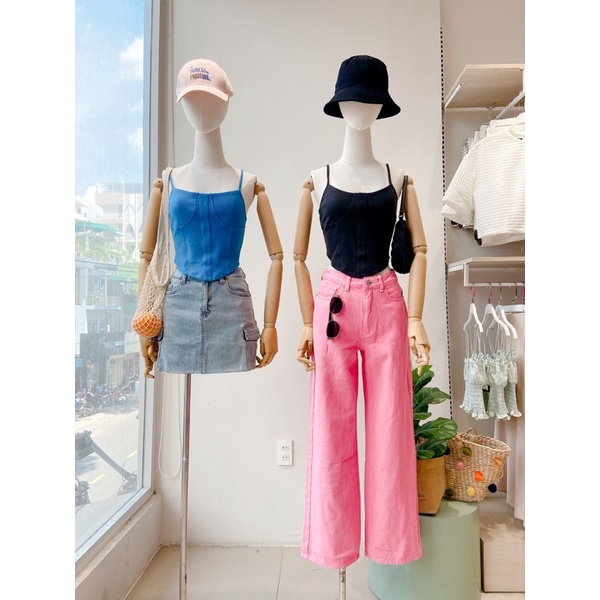 Áo thun nữ hai dây chất thun gân dây corset phong cách Y2K MIEU- JJL05