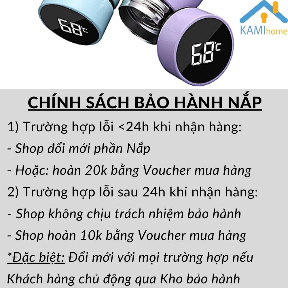 Bình nước giữ nhiệt hiển thị nhiệt độ cảm ứng 500ml chất liệu inox 3 lớp ly cốc cao cấp mã 22014