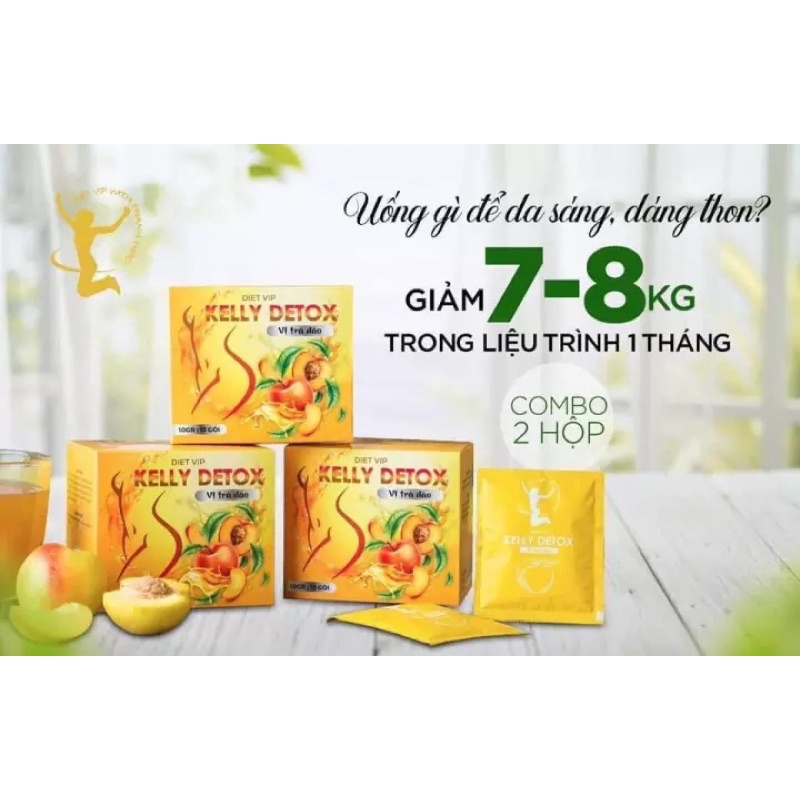 Giảm cân Trà Đào Kelly Detox cấp tốc an toàn nhanh mỡ đùi mỡ bụng GC04