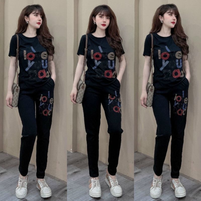 Đồ bộ nữ ép đá chữ thời trang mẫu mới siêu hot