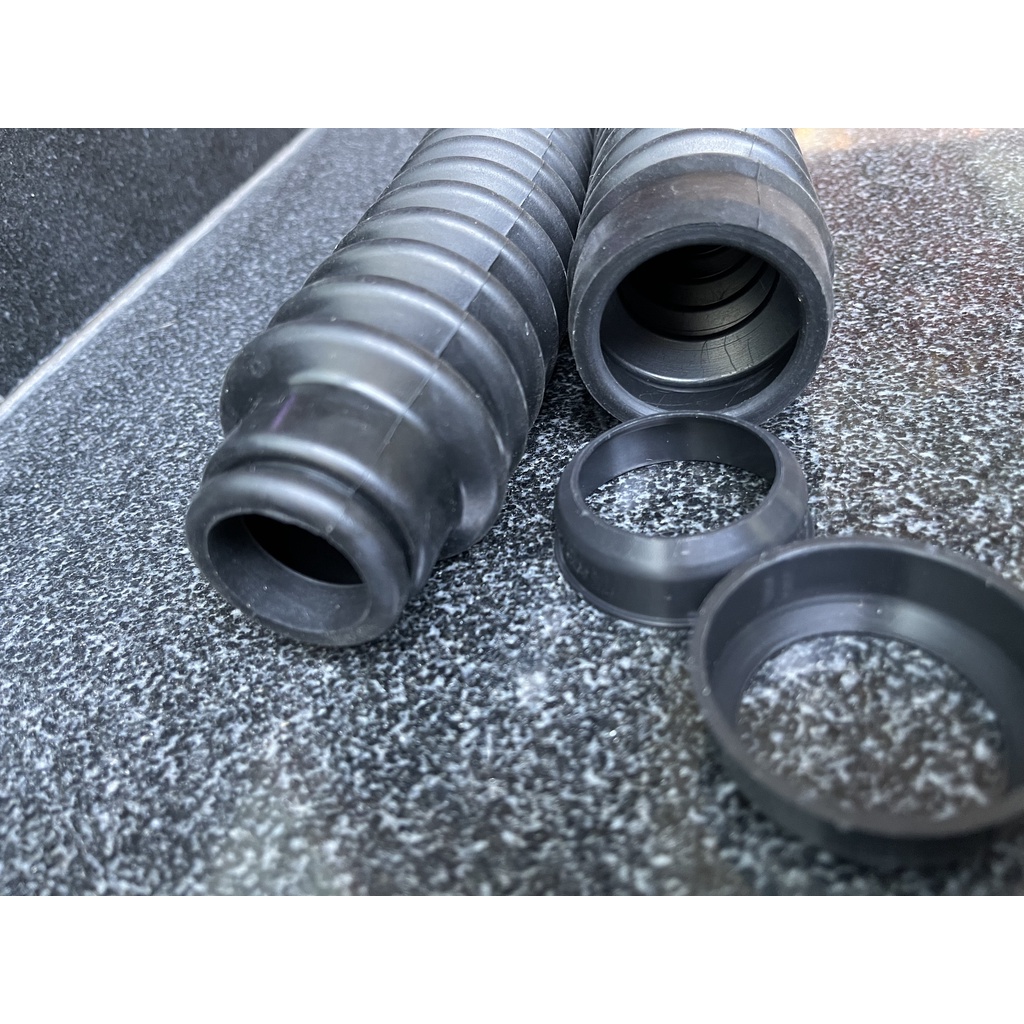 Bộ ống cao su, bèo nhún, cao su thụt với nắp đậy cho phuộc ống lồng, màu đen - Simson S51, S53, S70, SR50, SR80