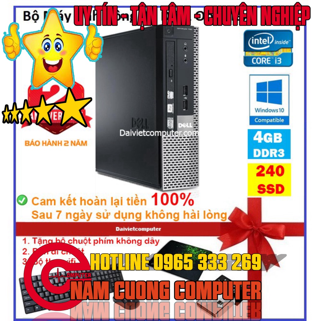 Case máy tính để bàn đồng bộ DEL CPU i3 4130 - RAM 4GB - SSD 240GB - SSD 120GB