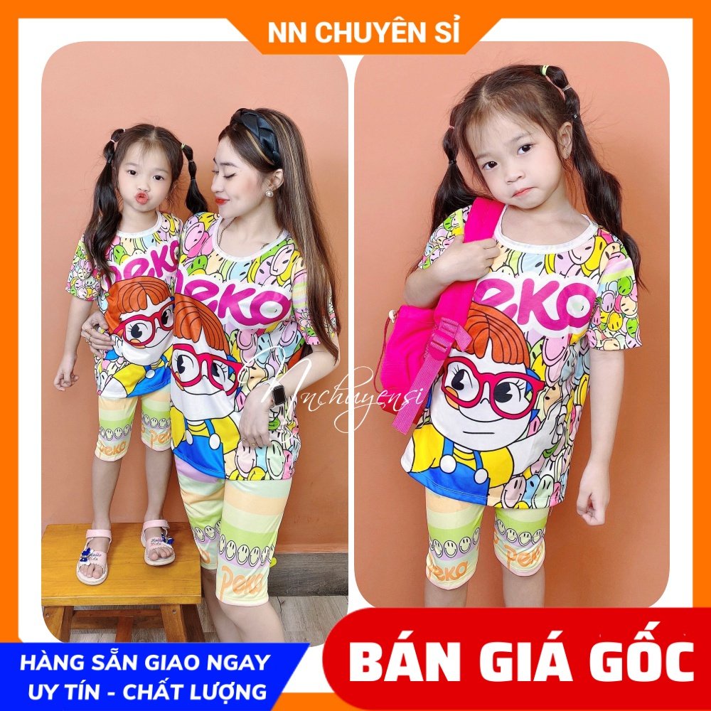 Đồ bộ thun QUẦN LỬNG cho nữ mặc nhà size dưới 60kg chất thun mềm mát in hình chibi kitty gấu heo hoạt hình DBRBL SIZE L