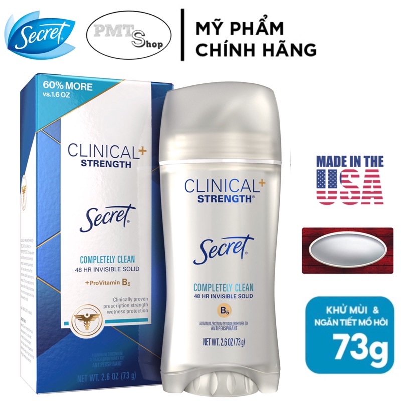 Lăn sáp khử mùi nữ Secret Clinical Strength Powder Protection , Completely Clean , Stress Response 73g , 45g