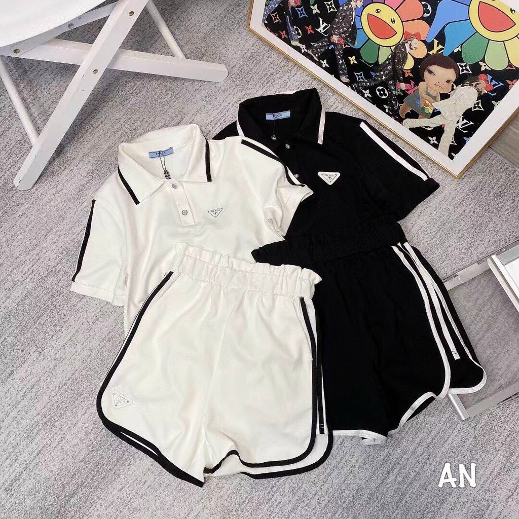 Bộ thể thao nữ, sét nữ cộc tay mùa hè chất cotton thấm hút mồ hôi