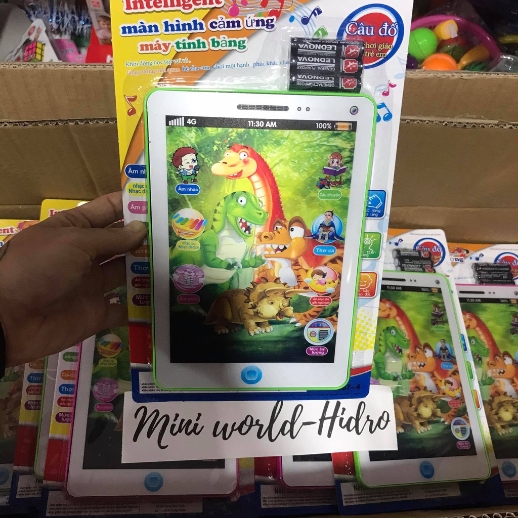 Đồ chơi iPad máy tính bảng màn hình cảm ứng kể chuyện ru ngủ đọc thơ phát nhạc tiếng Việt cho bé tặng kèm pin