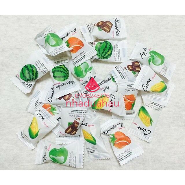 Kẹo dẻo sữa nhai mềm vị trái cây mix vị Milk Soft Thái Lan chuẩn xịn gói 320g