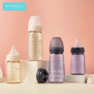 Bình sữa ppsu mother-k chính hãng hàn quốc 200ml sẵn núm s / 300ml sẵn núm l
