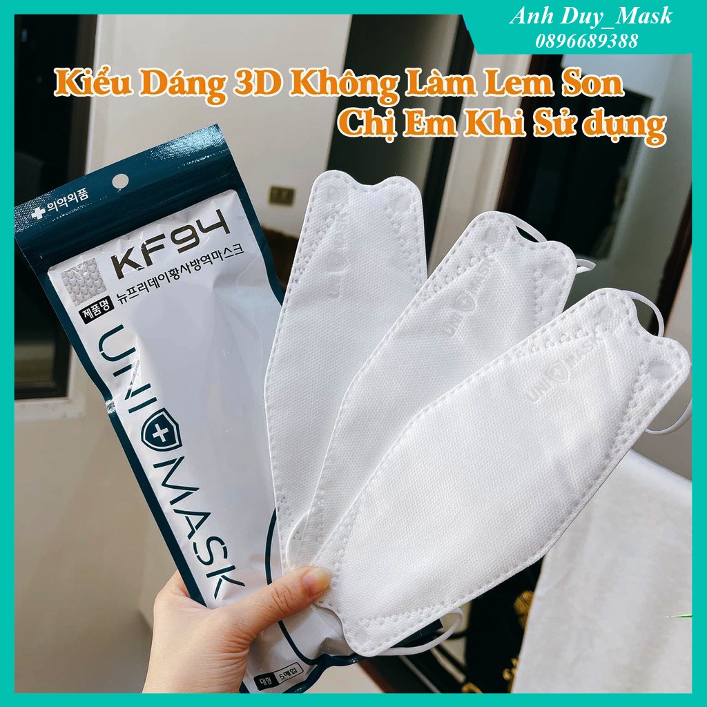 5 Chiếc Khẩu Trang KF94 UniMask, Kháng Khuẩn, Chống Bụi Mịn PM 2.5