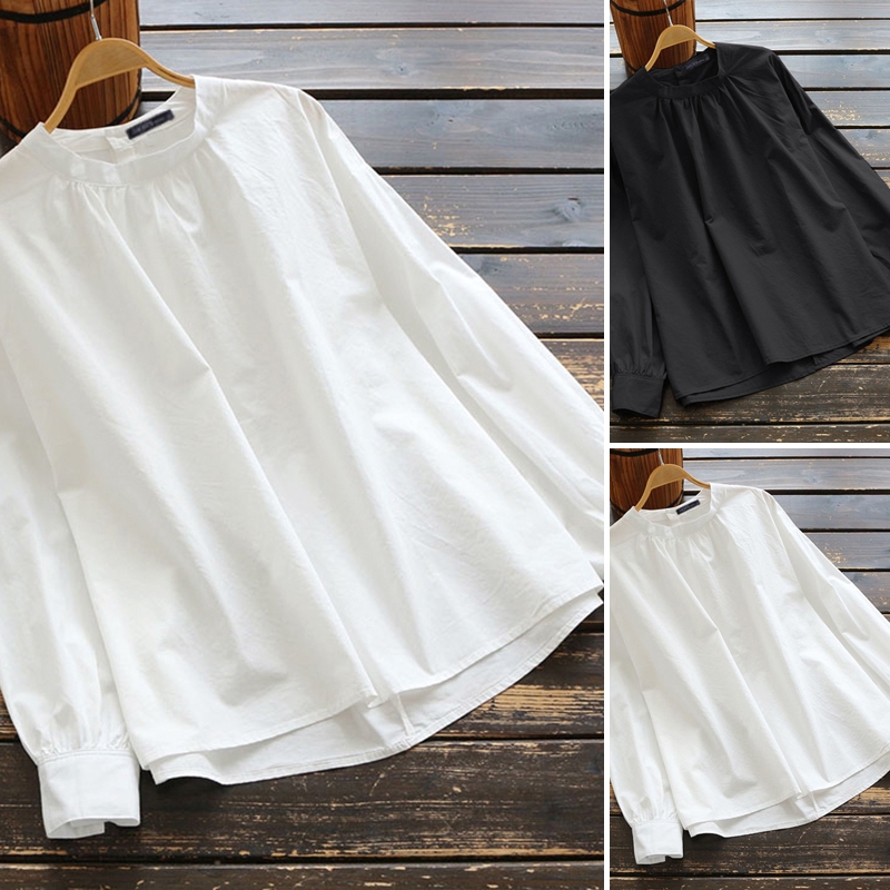 ZANZEA Áo Cánh Nữ Dài Tay Cổ Tròn Form Dài Rộng Thoải Mái Thời Trang Hàn